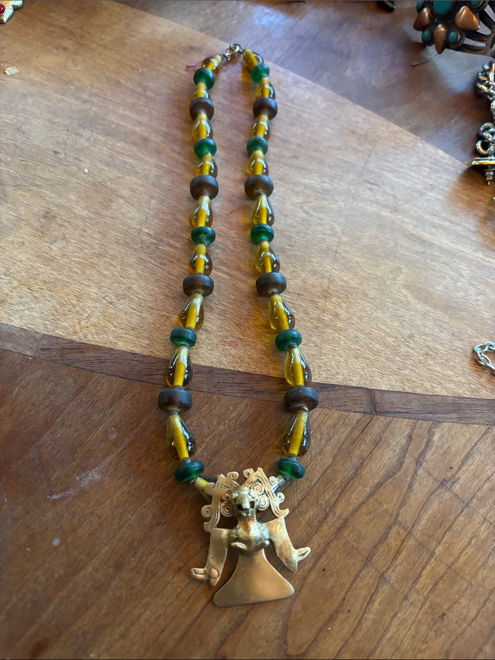 Vintage South American Talisman Pendant Beaded Necklace Necklace